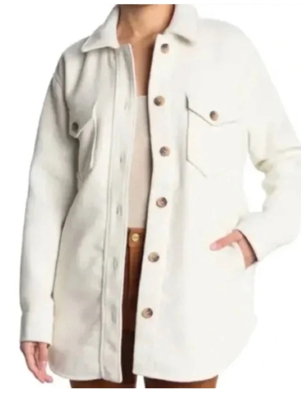 RDI Button Shacket in Cream
